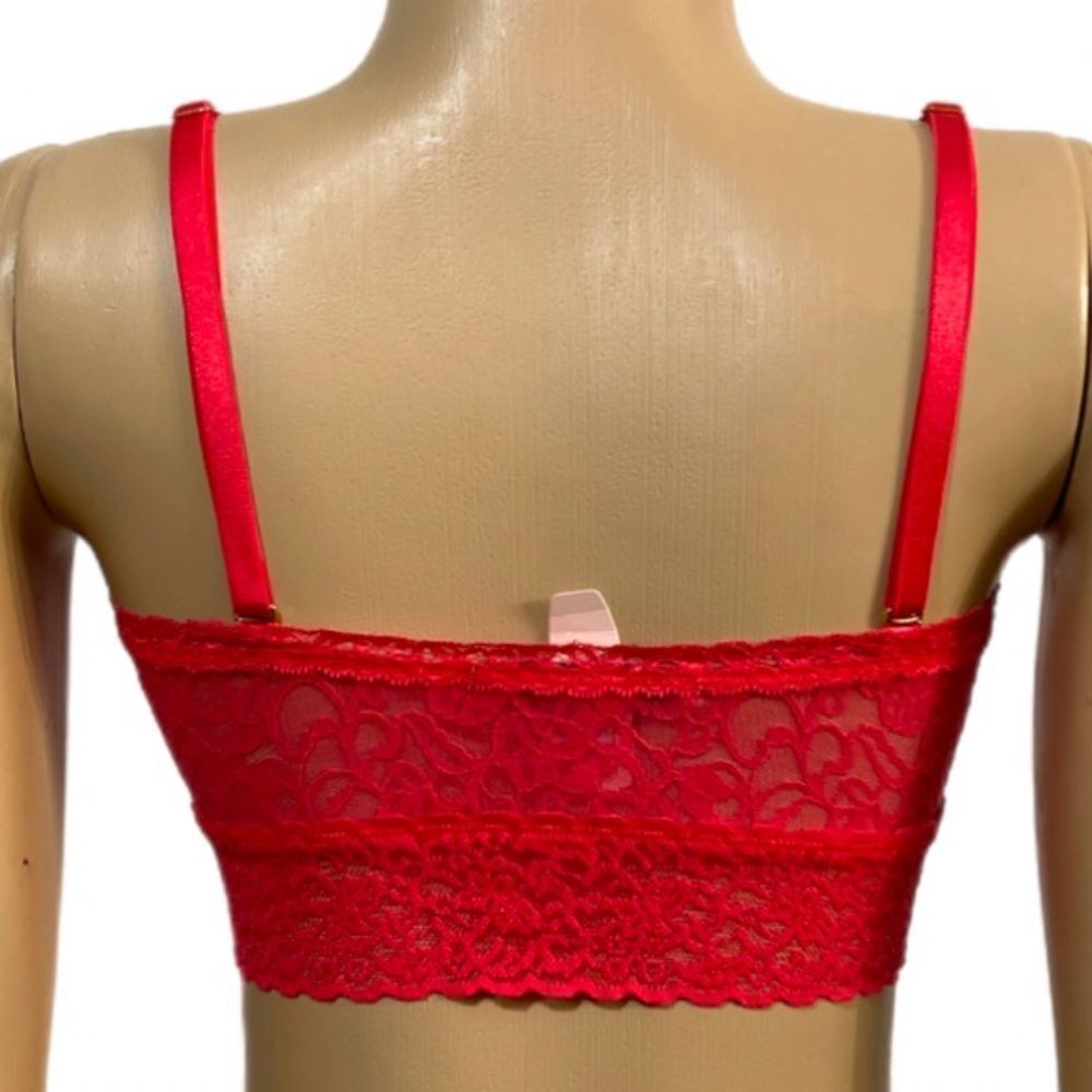 Victoria’s Secret Strapless Lace unlined bralette bra Coral Medium - Picture 3 of 5